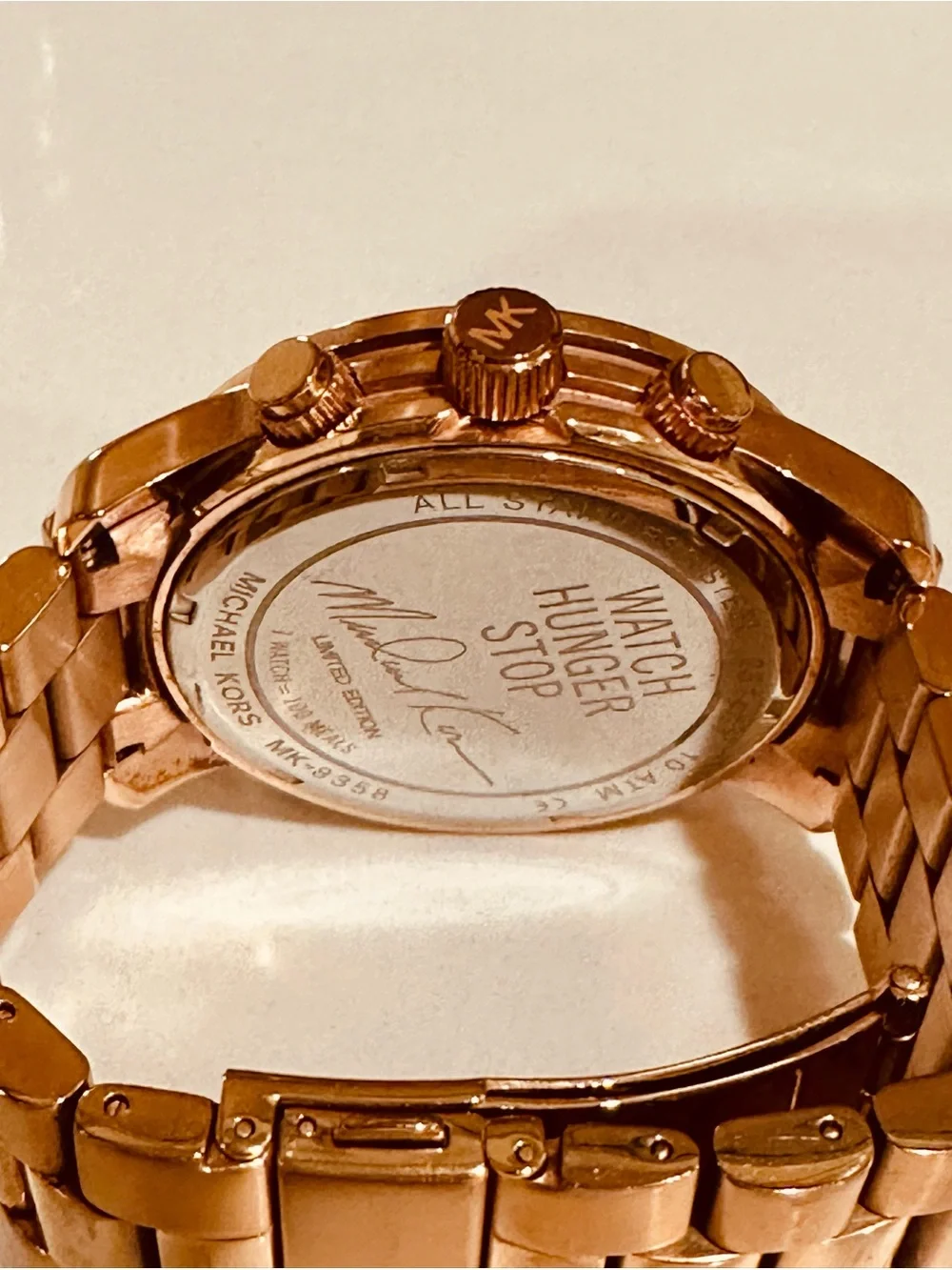 Michael Kors Watch Hunger Stop Limited Edition MK-9558 Rose Gold Blue World Dial